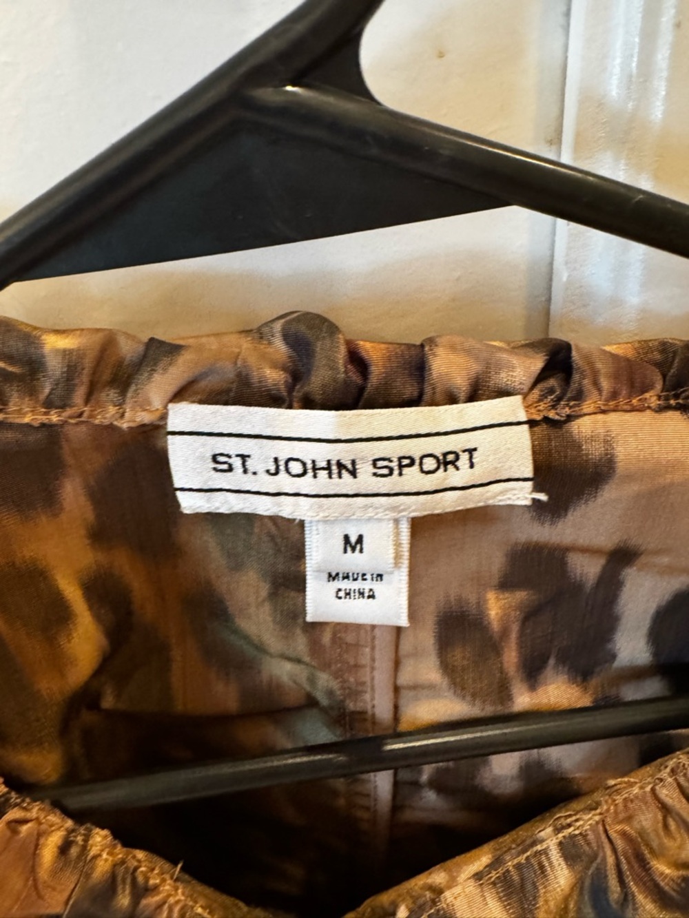 St. John Sport Leopard Satin Jacket - Brown Animal Print - Picture 2 of 6
